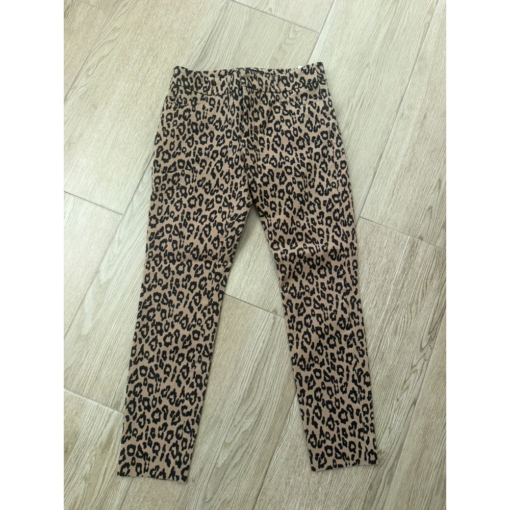 Banana Republic Sloan Leopard Pants Women's 0 Cheetah Animal Print Ankle Fitted
